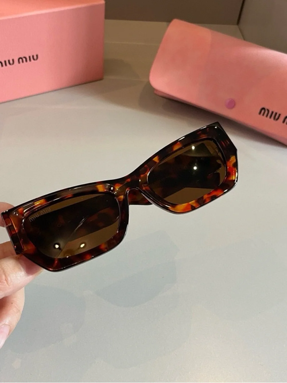 Miu Miu Tortoiseshell Acetate Sunglasses with Brown Lenses